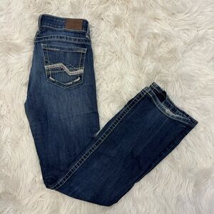 Blue Straight Leg Jeans with Classic Wash